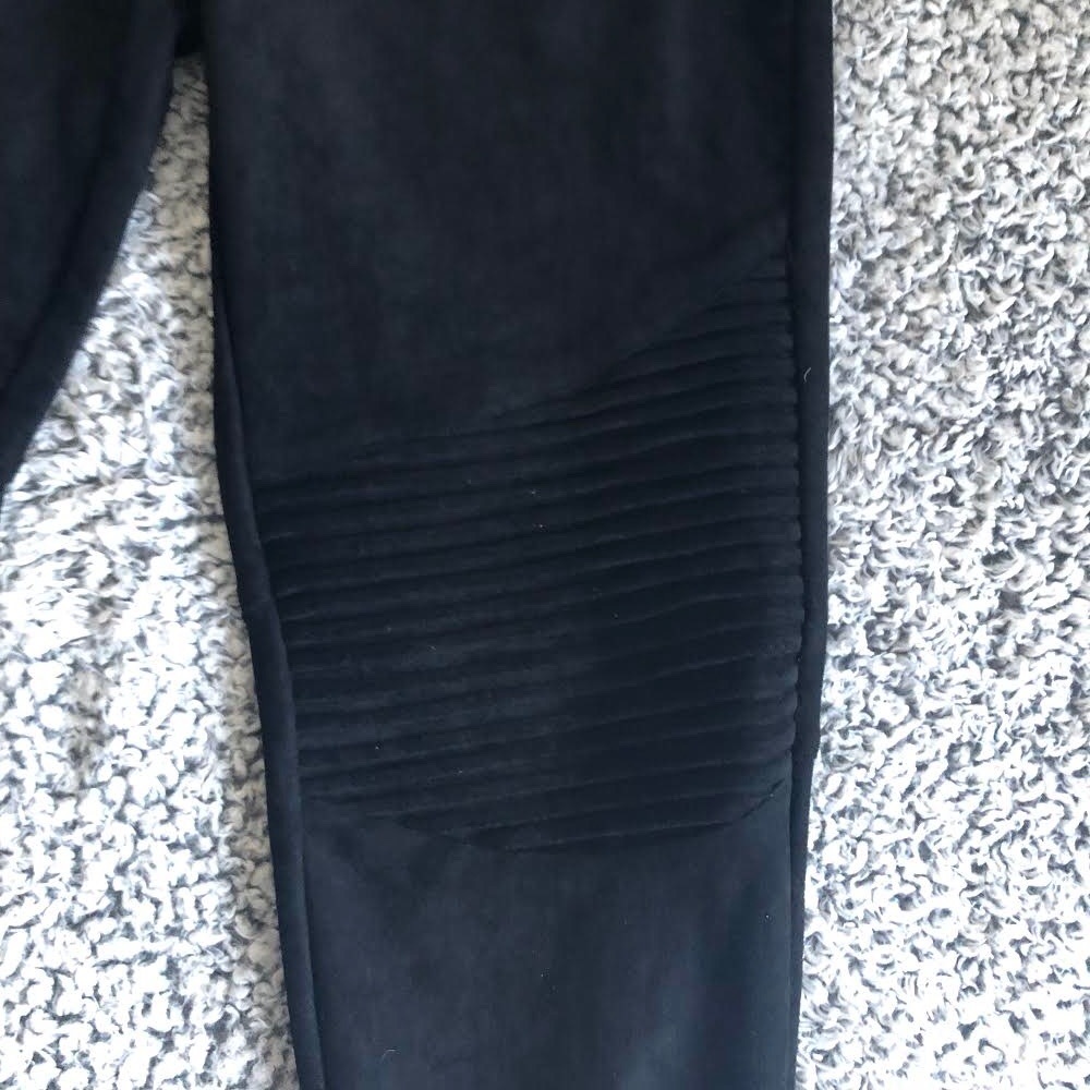 1 LEFT! Suede-Style Moto Joggers in Black - Picture 4 of 7